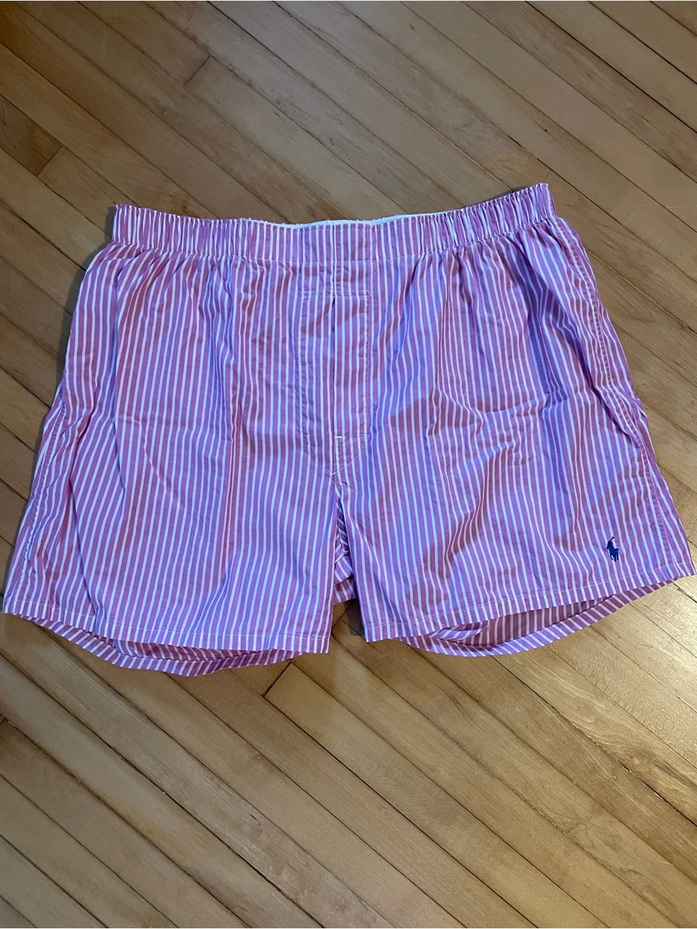 POLO RALPH LAUREN Boxer Shorts Sleep Loungewear Pink White Stripe Unisex Large